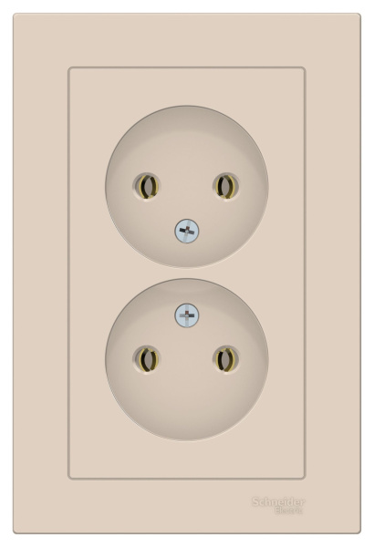 Купить Systeme Electric AtlasDesign Беж Розетка б/з двойная, 16А, в сборе