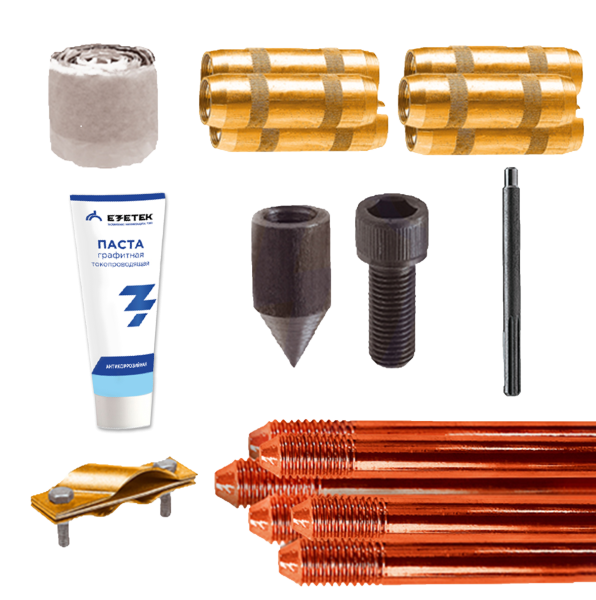 EZETEK Комплект контура заземления EZ – 15 (15 метров, 14 мм, 10 х 1500 мм) с насадкой SDS-max 90013