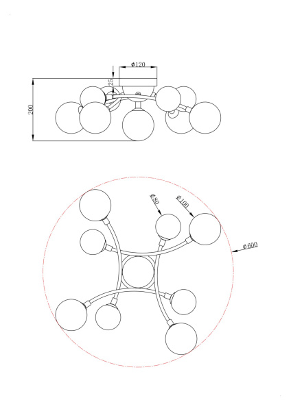 Купить Freya Modern Bethany Латунь Потолочный светильник FR5116CL-09BS