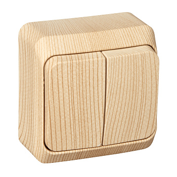 Systeme Electric Этюд наруж Дача Сосна Выключатель 2-клавишный с подсветкой (сх. 5)