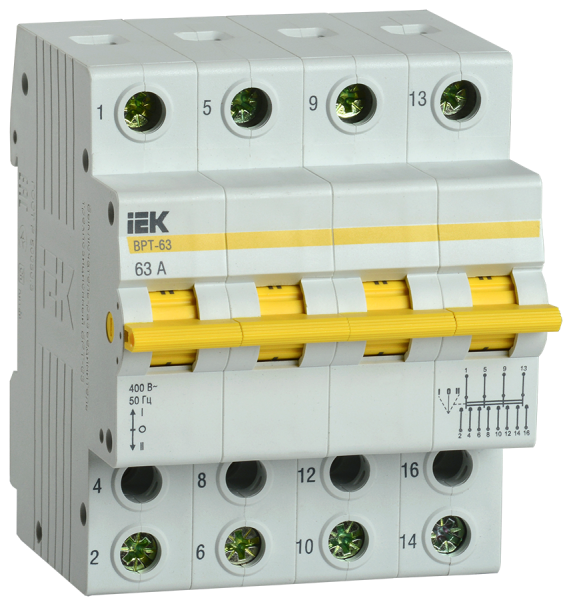 Купить IEK KARAT Выключатель-разъединитель трехпозиционный ВРТ-63 4P 63А