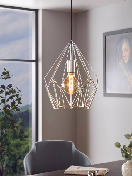 Купить Eglo 49935 Подвес CARLTON 1, 1x60W (E27), 310, H1100, сталь, серебро