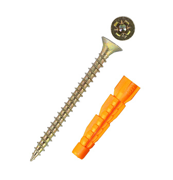 Tech-Krep Саморез ШУж 6,0х80 пот. гол. + дюбель унив 10х61 (6 шт) - пакет 112942