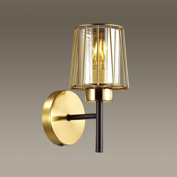 Купить Odeon Light 4656/1W ODL20 567 золотой/черный/янтарный Бра с выкл. E27 60W 220V DOGANA