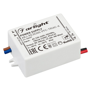 Arlight Блок питания ARJ-KE30300-PFC-TRIAC-A (9W, 300mA) (IP44 Пластик, 5 лет) 028277