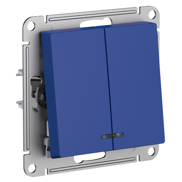 Systeme Electric AtlasDesign Аквамарин Выключатель 2-клавишный с подсветкой, сх.5а, 10АХ, механизм