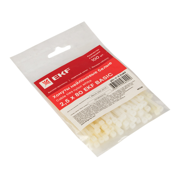 Купить EKF Basic Хомут нейлоновый (2,5х80) (100шт.)