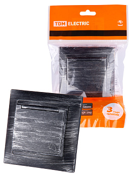 TDM Розетка 2П+З 16А 250В IP44 с крышкой старинное серебро "Лама" SQ1815-0667