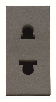 ABB Розетка стандартная смешанная в сборе без заземления, 16А / 250В, серия Zenit, цвет антрацит 2CLA213501N1801