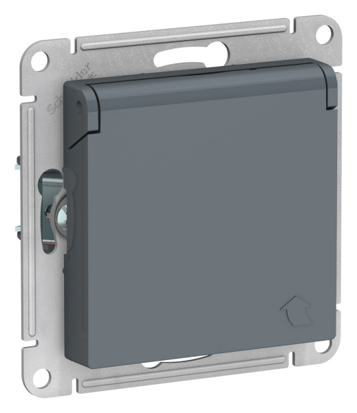 Купить Systeme Electric AtlasDesign Грифель Розетка с/з, со шторками, с крышкой, 16А