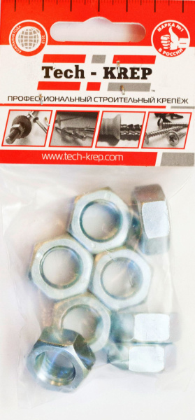 Купить Tech-Krep Гайка DIN934 шестигранная оцинк. М14 (8 шт) - пакет 112248