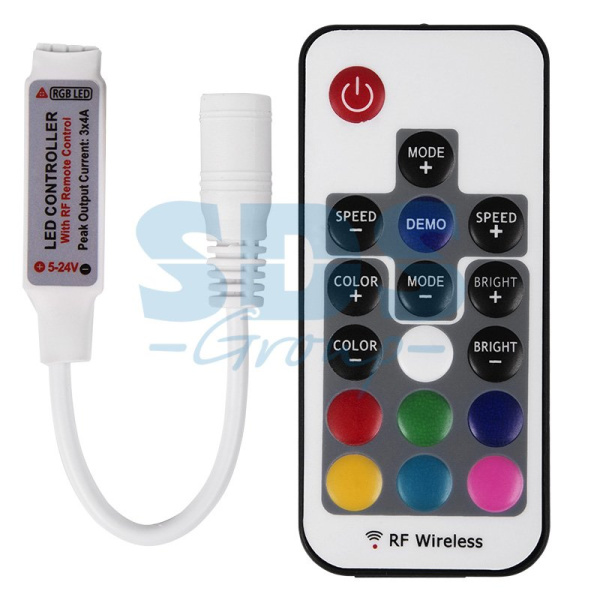 LAMPER LED мини контроллер радио (RF) 72 W/144 W, 17 кнопок, 12 V/24 V 143-106-4
