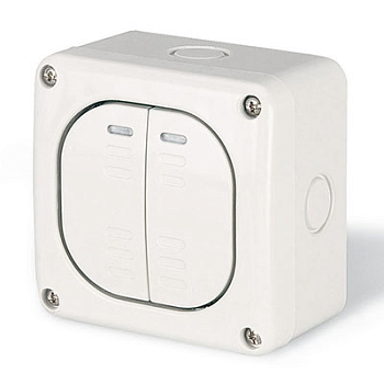 DKC Переключатель однополюсный, двухклавишный, настенный