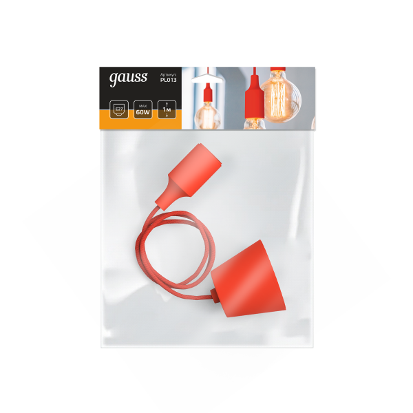 Купить Gauss Светильник подвесной Decor PL013 красный E27, 1 м, 1/40
