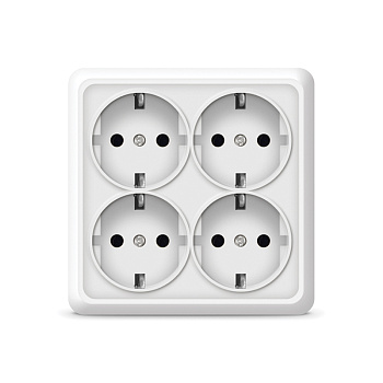 UNIVersal "Олимп" Розетка Бел 4-ая с/з квадрат 1165