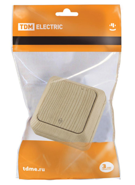 Купить TDM Переключатель на 2 направления 1-кл. открытой установки IP20 10А, сосна "Ладога" SQ1801-0045