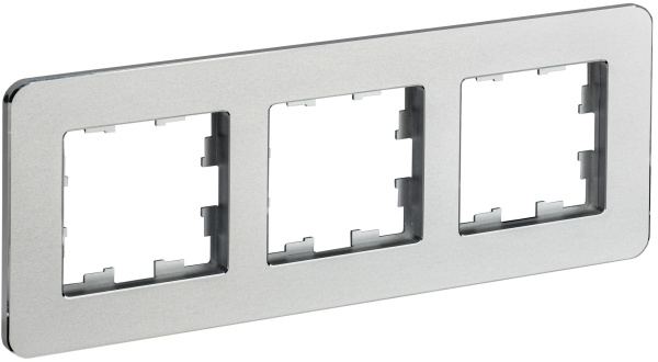 IEK BRITE DECOR Алюминий металл. скругл.угол Рамка 3-м РУ-3-1-Бр RE