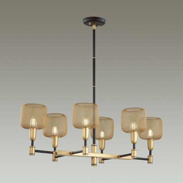 Купить Odeon Light 4975/6 LOFT ODL22 475 черный/мат.золотой/металл.сетка Люстра E14 6*40W LECOLA