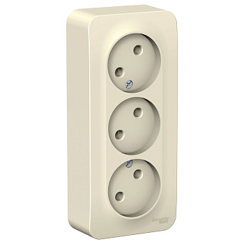 Systeme Electric Blanca наруж Молочная Розетка 3-ая б/з без шторок 16А, 250В, изолир. пластина