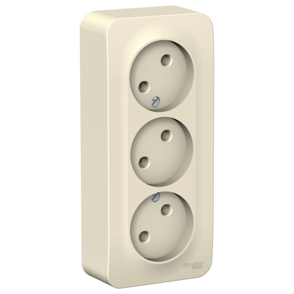 Systeme Electric Blanca наруж Молочная Розетка 3-ая б/з без шторок 16А, 250В, изолир. пластина