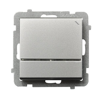 Ospel Sonata Серебро матовое Переключатель (сх.6) 1-клавишный с подсветкой, без рамки ŁP-3RS/m/38