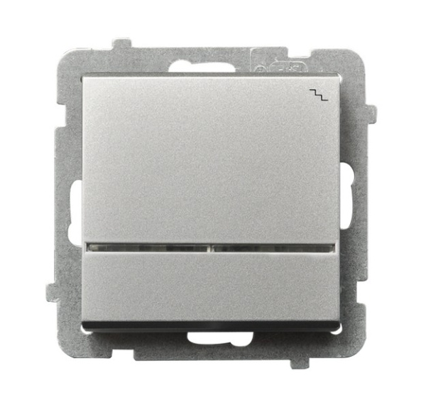 Ospel Sonata Серебро матовое Переключатель (сх.6) 1-клавишный с подсветкой, без рамки ŁP-3RS/m/38