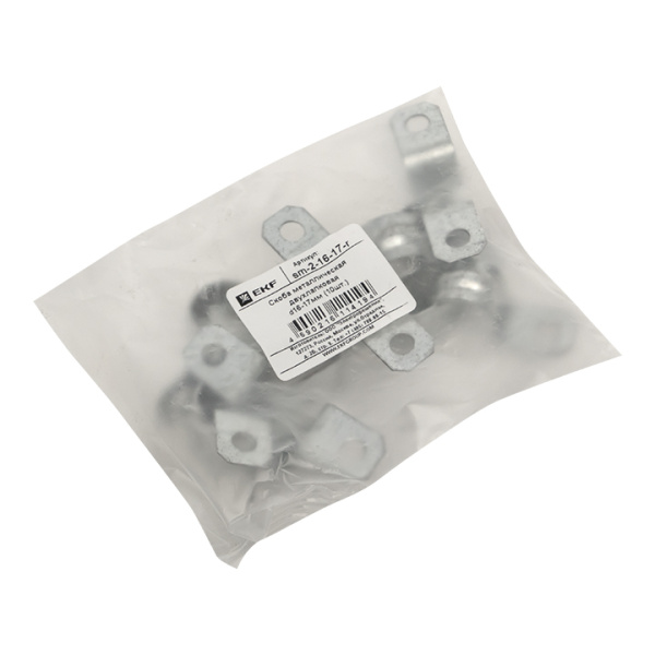 Купить EKF PROxima Скоба металлическая двухлапковая d16-17мм (10шт.)