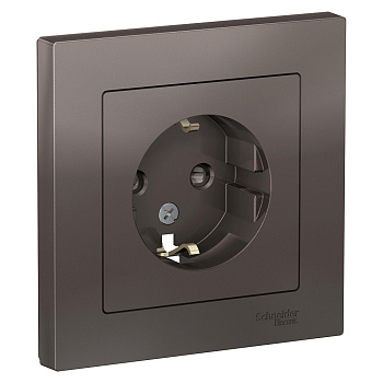 Systeme Electric AtlasDesign Мокко Розетка с/з со шторками, 16А, в сборе