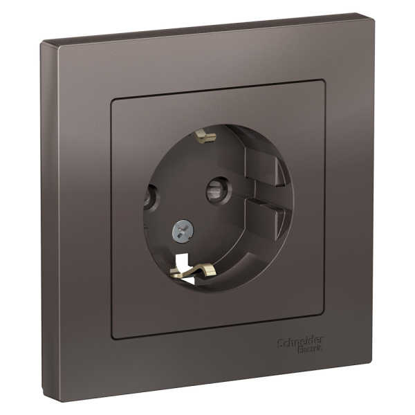 Systeme Electric AtlasDesign Мокко Розетка с/з со шторками, 16А, в сборе