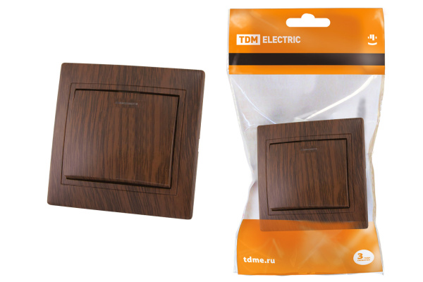TDM Выключатель 1 кл. с подсветкой 10А "ЭКО" (бук) "Таймыр" SQ1814-0304