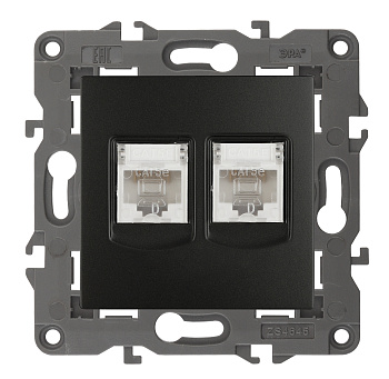 ЭРА 14-3108-05 Elegance Антрацит Розетка комп 2xRJ45