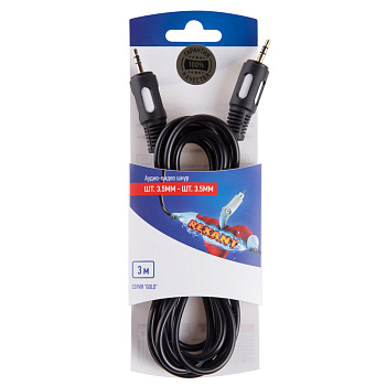 Шнур стерео шт. 3.5 мм - стерео шт 3.5 мм 3М (GOLD) Rexant 06-3010