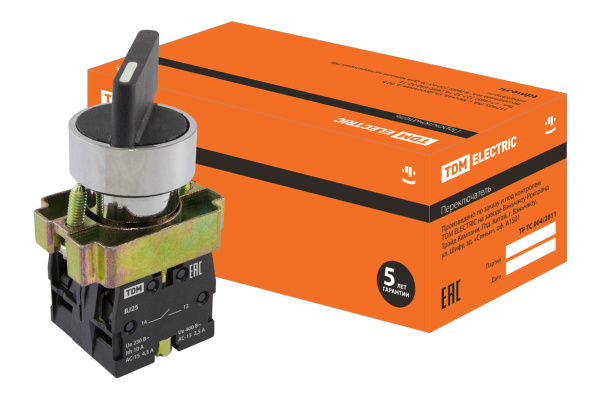 TDM Переключатель BJ25 черный 2 положения I-0 длинная ручка 1з+1р SQ0703-0012