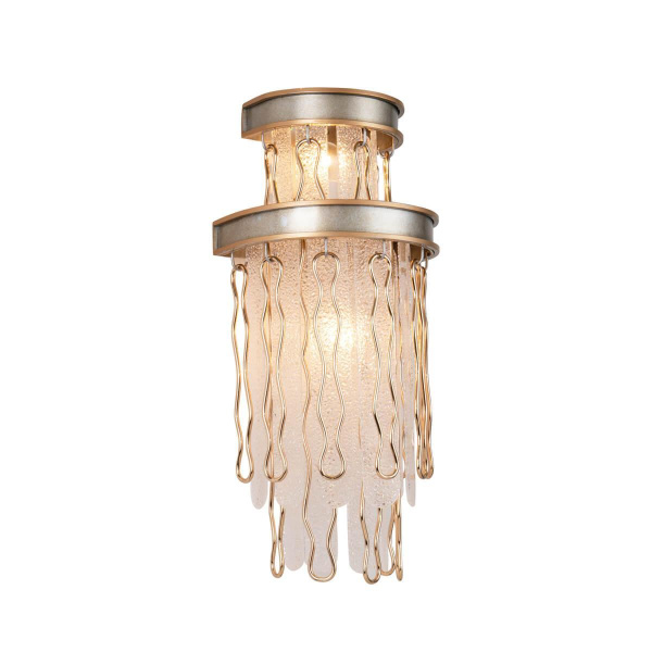 Favourite Classic настенный светильник каркас цвета французского серебра с золотой окантовкой, декоративные элементы из металла золотого цвета, подвес 2696-2W