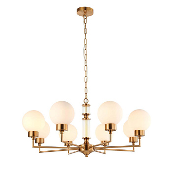 Favourite 2670-8P подвесная люстра Каркас цвета античной латуни, плафоны из матового стекла