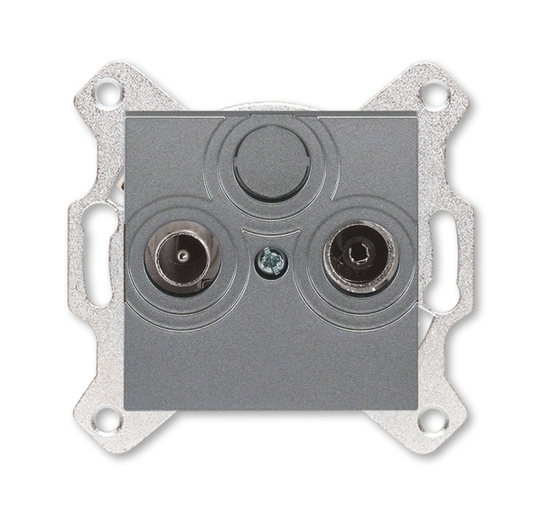 ABB EPJ Levit сталь / дымчатый чёрный Розетка TV-R, оконечная, сталь 2CHH083503A6069