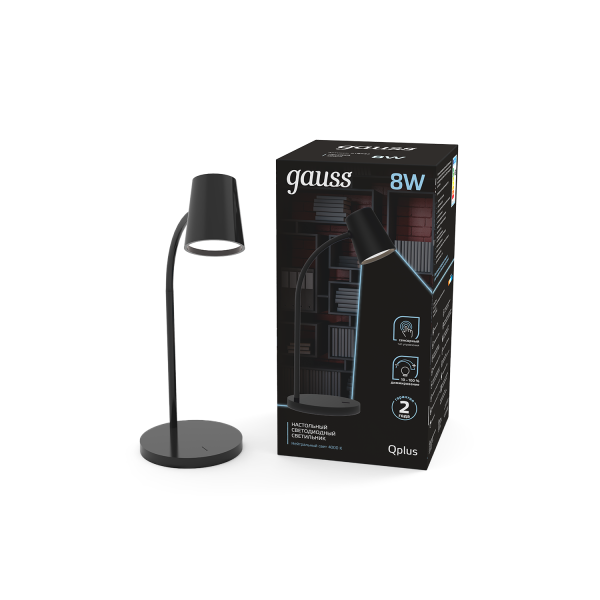 Купить Gauss Светильник настольный Qplus модель GTL603 8W 600lm 4000K 170-265V черный диммируемый LED 1/8 GT6032