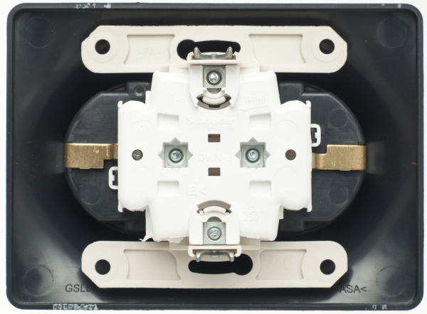 Купить Systeme Electric Glossa Антрацит Розетка 2-ая с/з со шторками, 16А (в сборе)