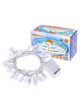 TDM Гирлянда светодиодная "Снежинки" 50LED, 5м, 8 режимов, многоцвет., прозр. шнур, 250 В, SQ0361-0047