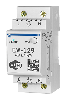 Новатек-Электро Wi-Fi многофункциональный таймерP, DIN с реле напряжения ограничением мощности и тока, счетчиком электроэнергии ЕМ-129,63А, 220В, 2P,