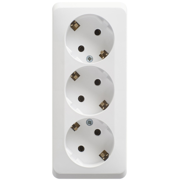 Systeme Electric Этюд наруж Бел Розетка 3-ая с/з без шторок 16А 250B