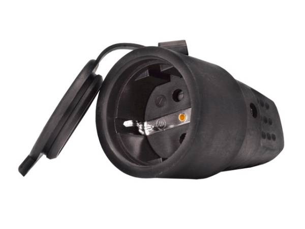 Купить IEK OMEGA РБп13-1-0м Розетка с защитной крышкой переносная IP44