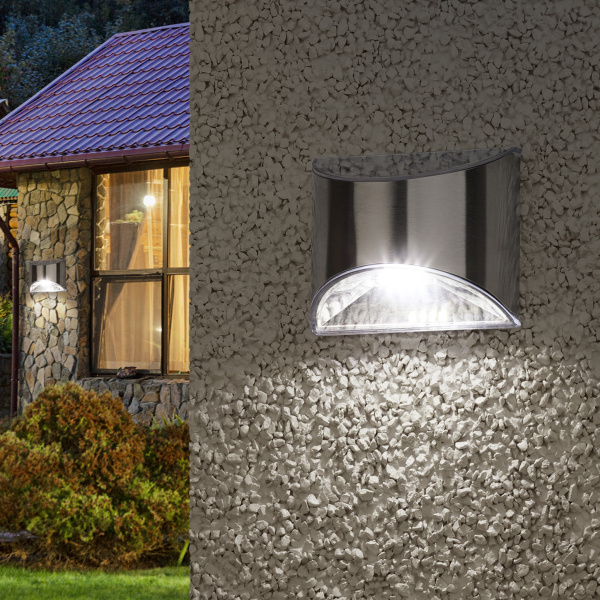 ЭРА ERAFS024-38 Фасадная подсветка Хром, на солнечной батарее, 4LED, 7lm