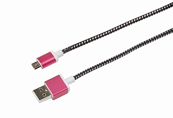 USB кабель microUSB, шнур в тканевой оплетке, черный (усиленный) Rexant 18-4240