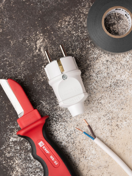 Купить EKF PROxima Вилка прямая усиленная с заземлением белая 16А 250В