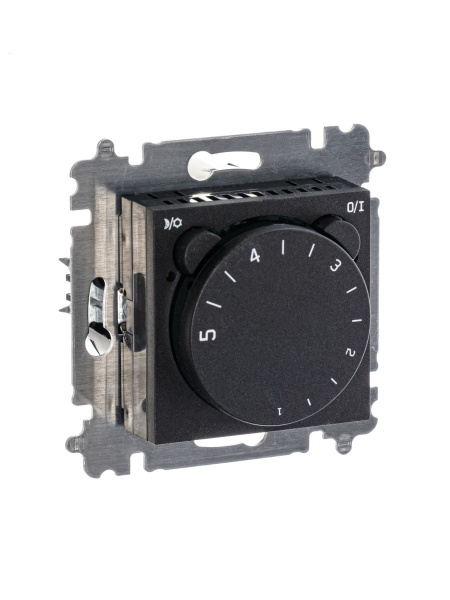 Купить ABB EPJ Levit антрацит / дымчатый чёрный Терморегулятор универсальный, с поворотной ручкой, 16A, антрацит/дымчатый чёрный 2CHH920003A6063