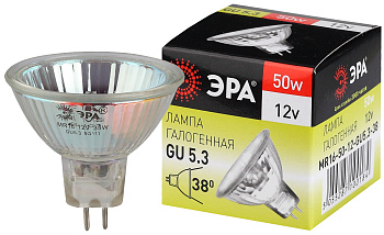ЭРА GU5.3-MR16-50W-12V-CL (галоген, софит, 50Вт, нейтр, GU5.3) (10/200/4800)