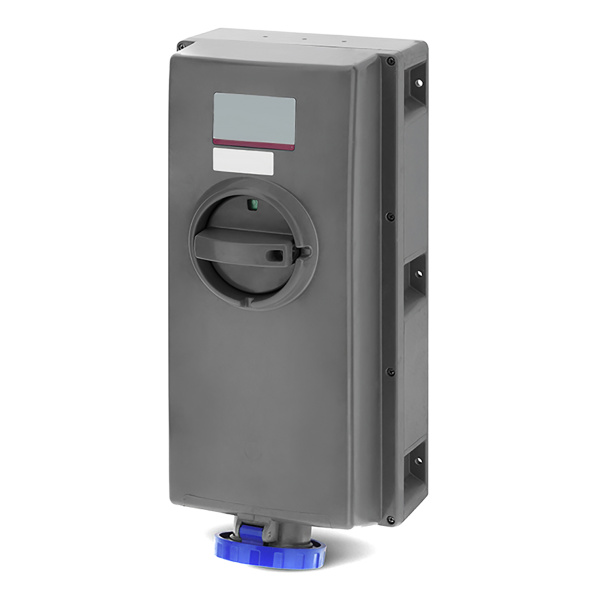 DKC Розетка настенная с мех-ой блокировкой, автоматическим выключателем, реле дифференциального тока и боковым расположением разъема IP6