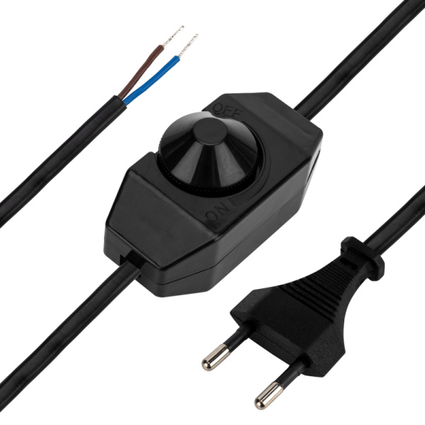 Сетевой шнур с диммером, 2х0,75 мм², 2 м черный Rexant 11-1137