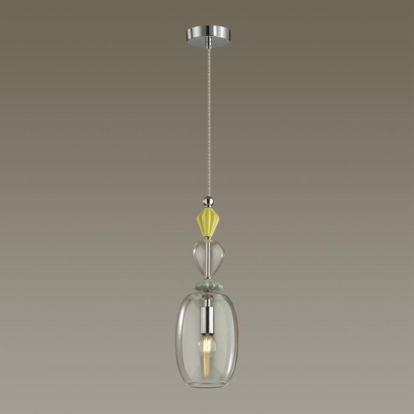 Купить Odeon Light 4893/1B CLASSIC ODL_EX22 35 хром/раноцветн./керамика/стекло Подвес E14 1*40W 4893/1B BIZET